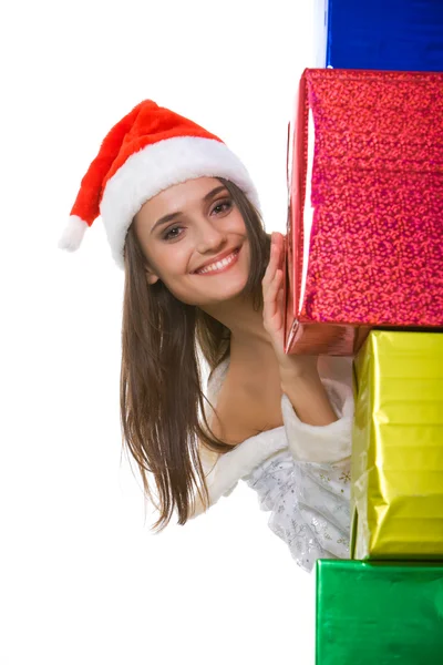 Nieve chica con regalos — Foto de Stock