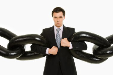 Man with chain clipart