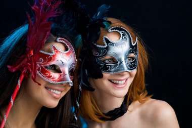 Looking through masks clipart