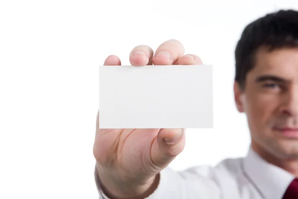 Hombre con tarjeta en blanco — Foto de Stock