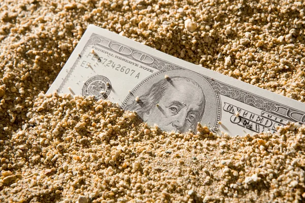 Geld stroom als zand — Stockfoto