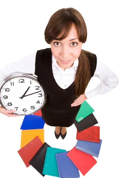 Female with clock — Stock Photo, Image