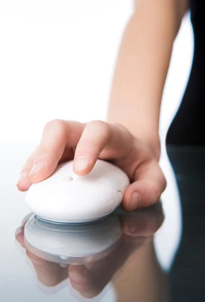 Hand on mouse — Stock Photo, Image