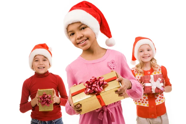 Děti s dárky — Stock fotografie