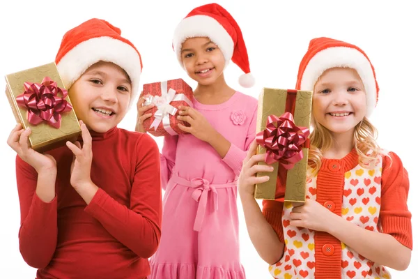 Children with gifts — Zdjęcie stockowe