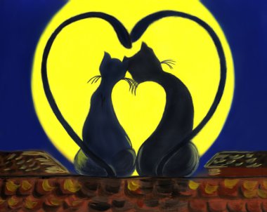 Cats in love clipart