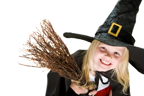 Menina em traje de bruxa — Fotografia de Stock