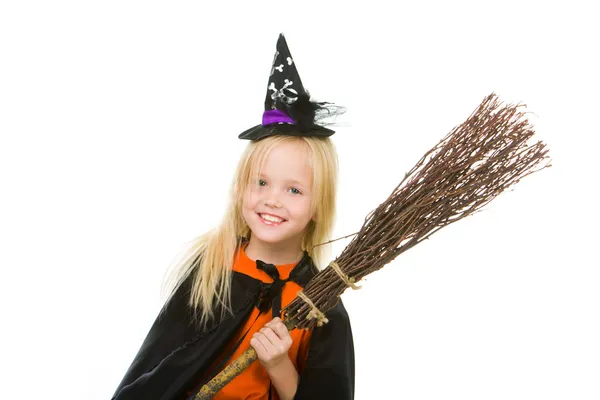 Meisje in halloween kleding — Stockfoto