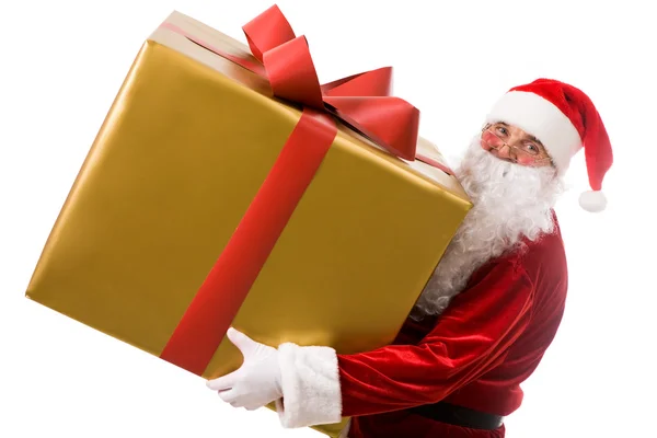 Santa com grande presente — Fotografia de Stock