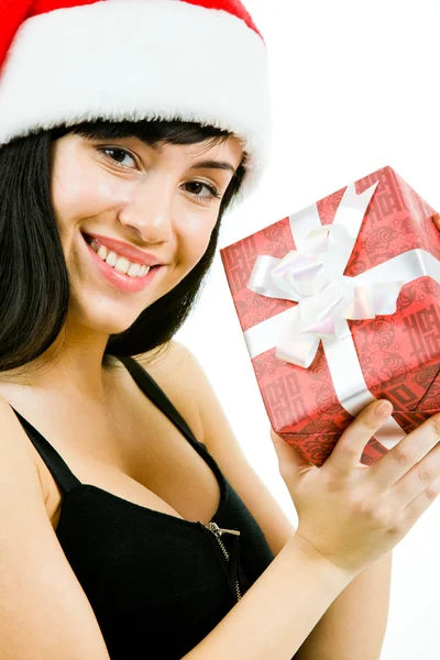 Weibchen mit Geschenkbox — Stockfoto