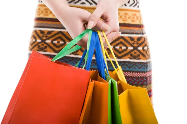 Sostiene bolsas de compras —  Fotos de Stock
