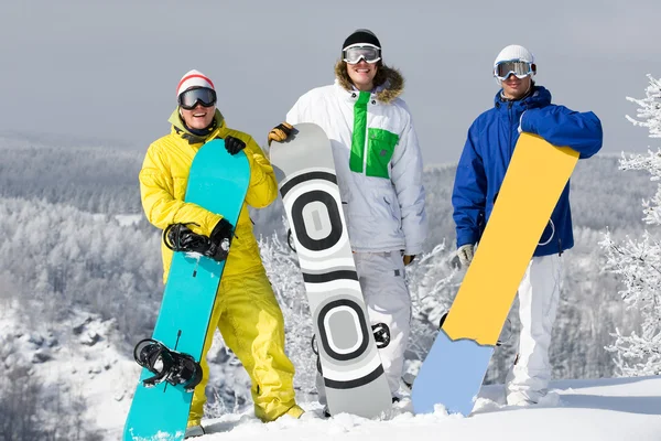 Grupp av snowboardåkare — Stockfoto