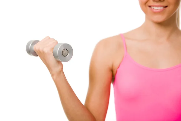 Female with barbell — Stock Photo, Image