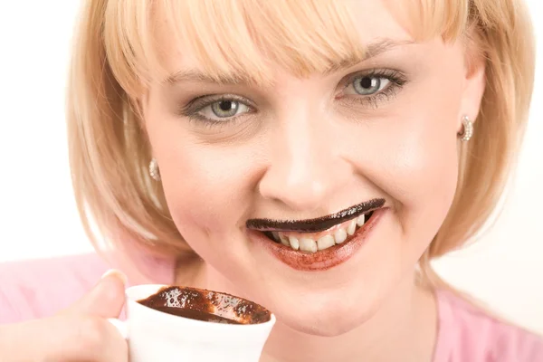 Пити гарячий шоколад — стокове фото