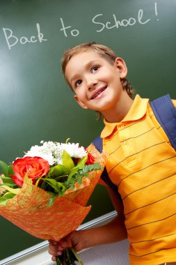 Boy with flowers clipart