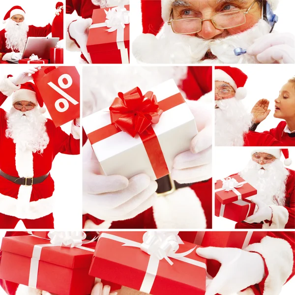Weihnachtsmann und Geschenke — Stockfoto