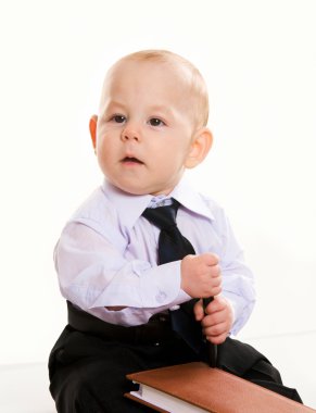 Serious little businessman clipart