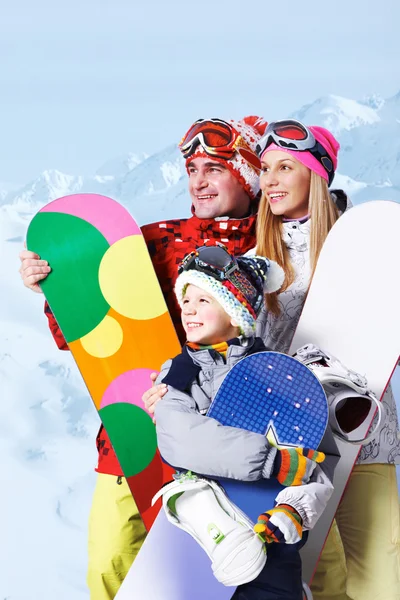 Rodzina snowboardzistów — Zdjęcie stockowe