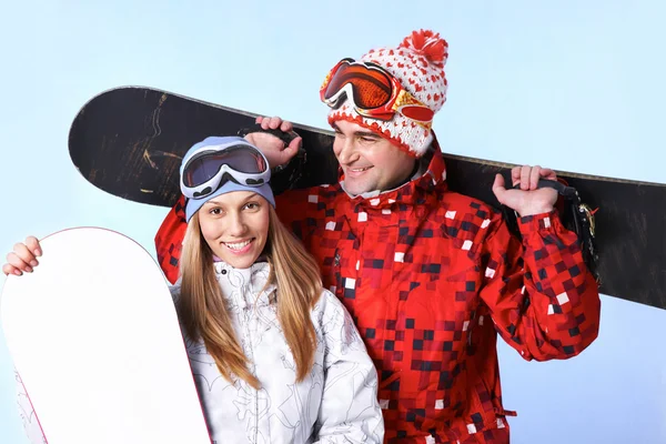 Happy snowboarders — Stock Photo, Image