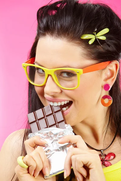Comer chocolate —  Fotos de Stock
