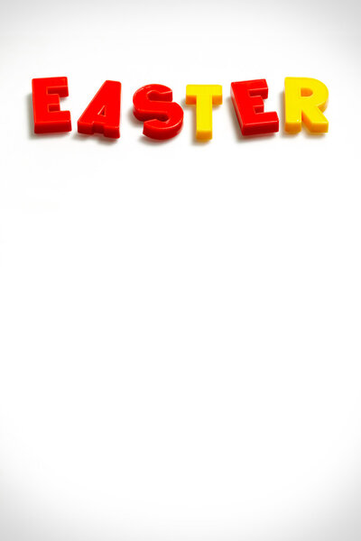 Word 'Easter' over white background