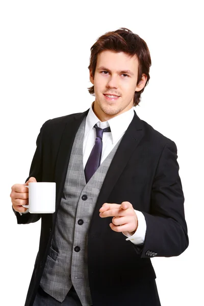 Killen med kopp — Stockfoto