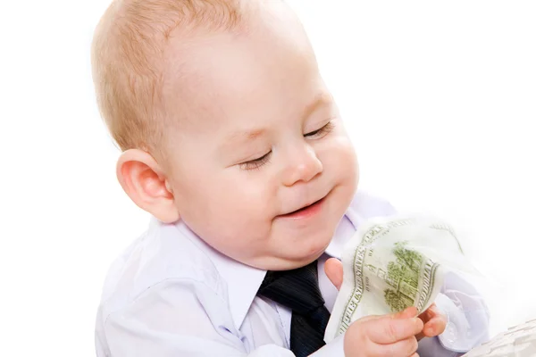 Baby mit Geld — Stockfoto