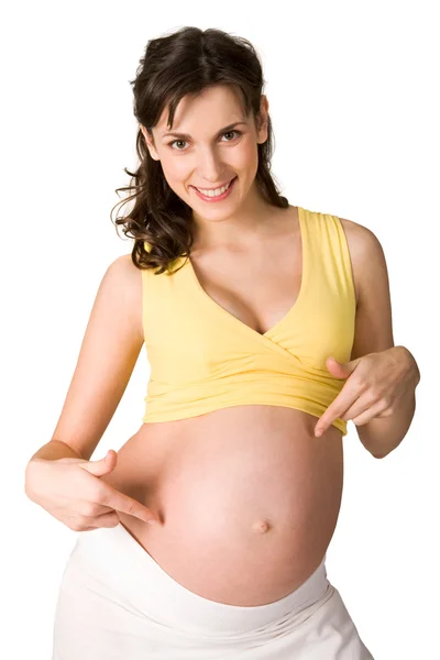 Pointing at belly — Stock Photo, Image