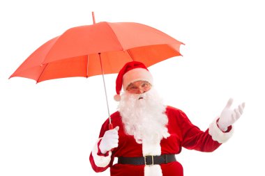 Santa with umbrella clipart