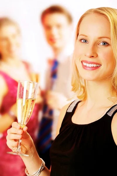 Lady with champagne — Stock Photo, Image