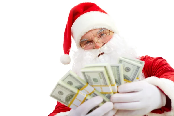 Santa with dollars — Stock Photo, Image