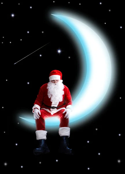 Санта на луне — стоковое фото