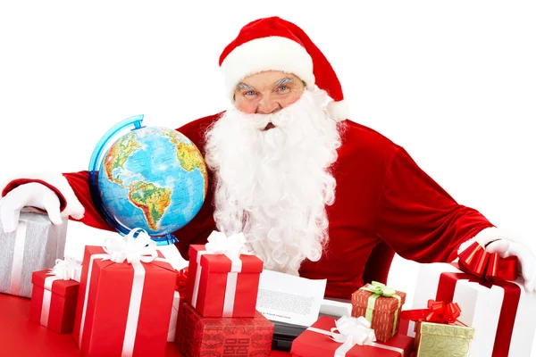 Santa met presenteert — Stockfoto