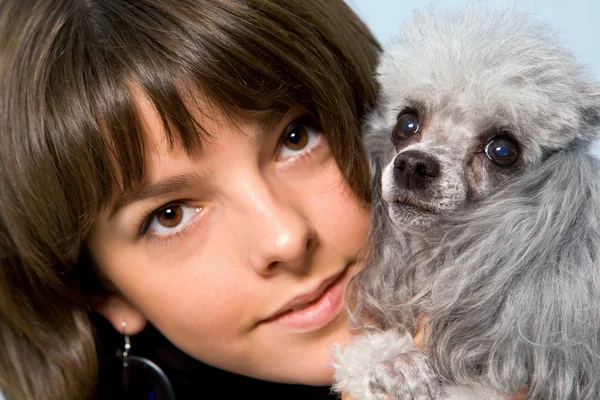 Girl with poodle — Stock Photo, Image