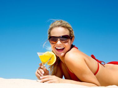 Woman with cocktail clipart