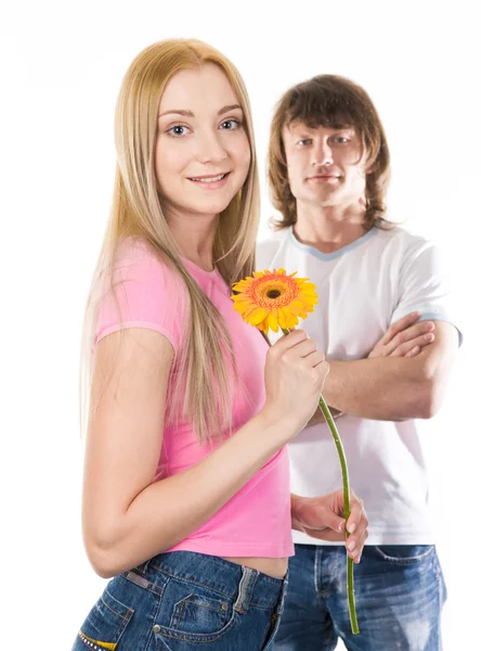Woman with daisy — Stock Photo, Image