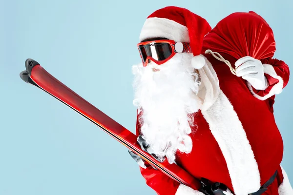 Santa with skis — Stock Photo, Image