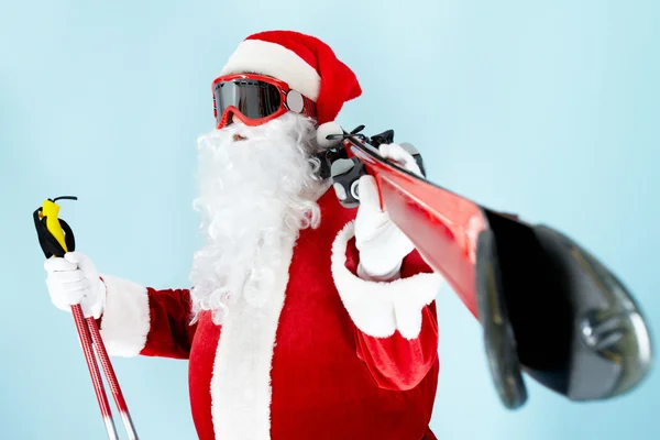 Santa con esquís — Foto de Stock