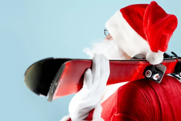 Santa with skis — Stock Photo, Image