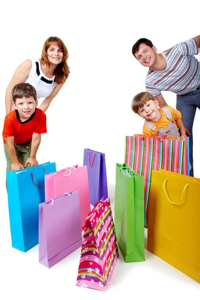 Familj och väskor — Stockfoto