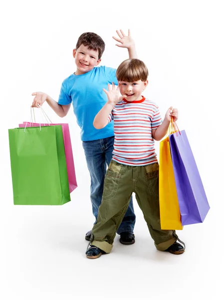 Brothers with bags — Stock Photo, Image