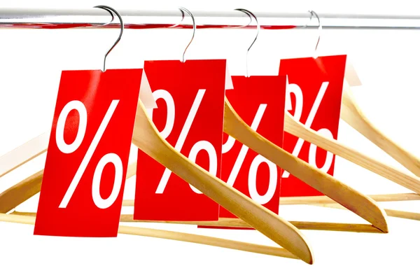 Hangers with tags — Stock Photo, Image