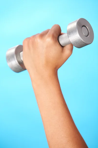 Barbell in hand — Stock Photo, Image
