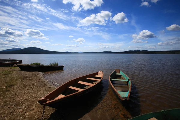 stock image Boats near lake