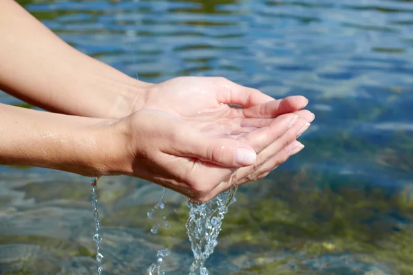 Hands with water — Stock Photo, Image