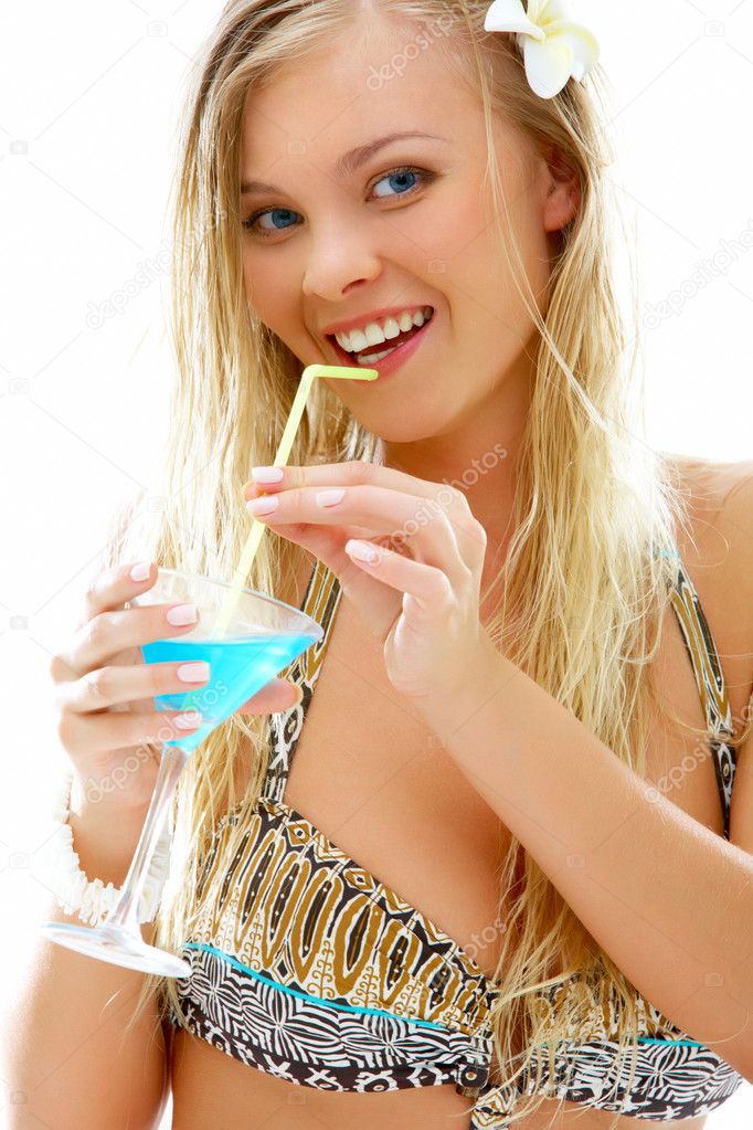 Blonde with cocktail