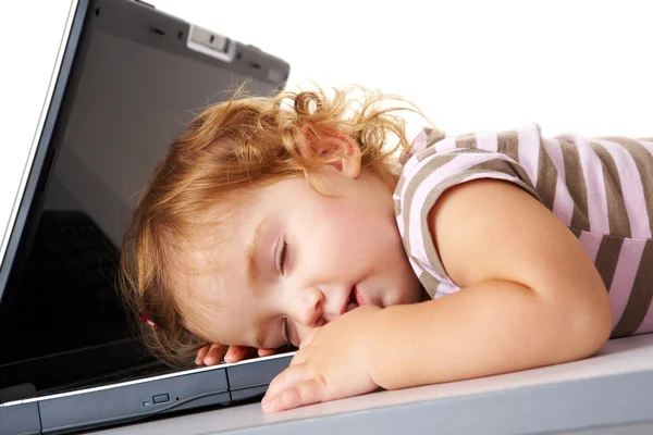 Sleeping with laptop — Stock Photo, Image