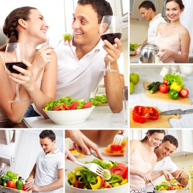 Couple in kitchen clipart