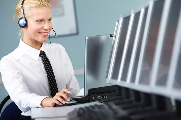 Young switchboard operator — Stock Photo, Image