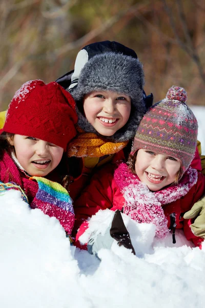 Friends in snow — Stock Photo, Image